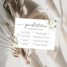 White Roses Baby Shower Predictions Card Einladung