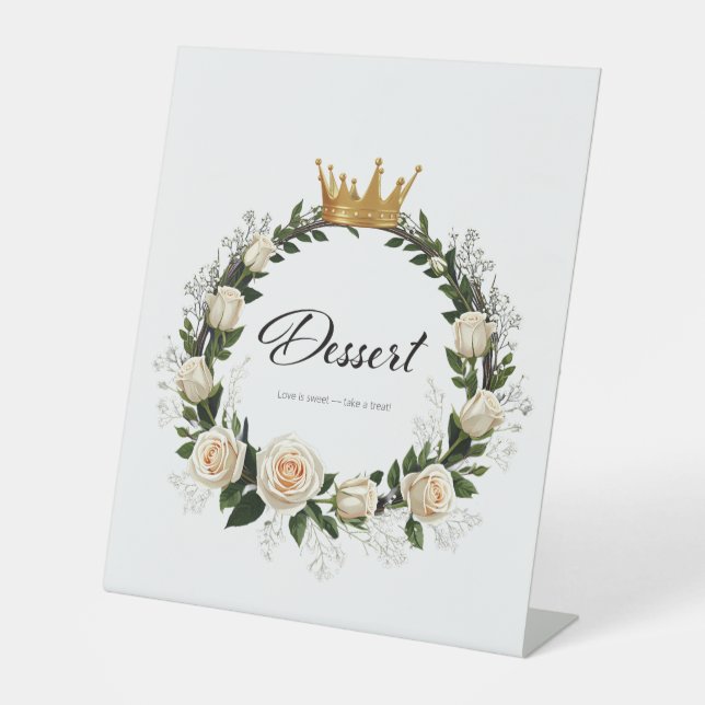 White Roses & Baby's Atem Dessert Sockelschild (Vorderseite)