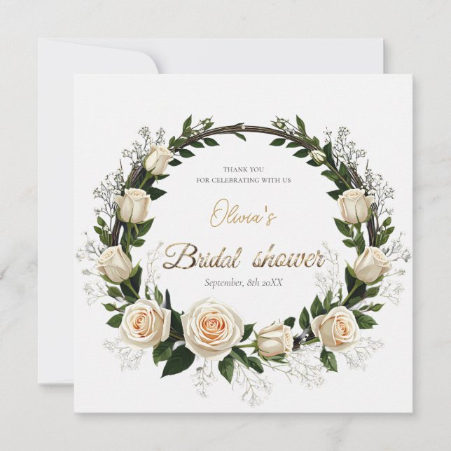 White Roses & Baby's Atem-Lieblinge Dankeskarte (Vorderseite)