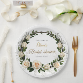 White Roses & Baby's Atem-Lieblinge Pappteller