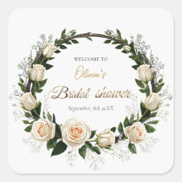 White Roses & Baby's Atem-Lieblinge Quadratischer Aufkleber