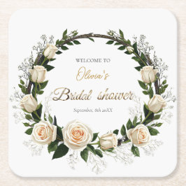 White Roses & Baby's Atem-Lieblinge Rechteckiger Pappuntersetzer