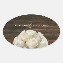 White Roses & Barnwood Wedding Sticker