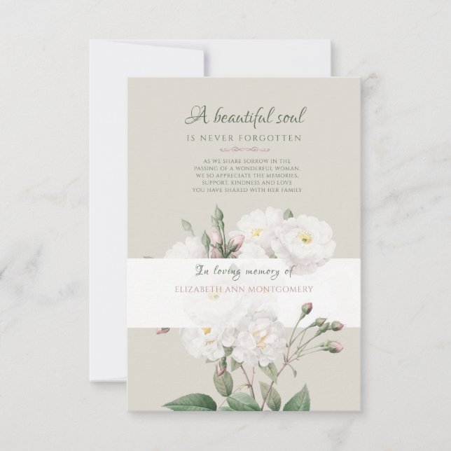 White Roses Bereaving Vielen Dank Karte (Vorderseite)