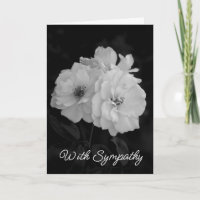 White Roses Black and White Sympathy Card