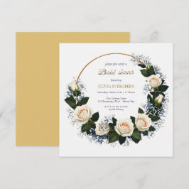 White Roses & Blue Baby’s Breath Bridal Shower Einladung