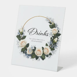 White Roses & Blue Baby’s Breath Drinks Sockelschild