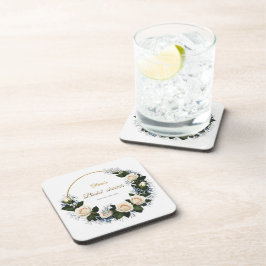 White Roses & Blue Baby’s Breath  Getränkeuntersetzer