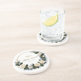 White Roses & Blue Baby’s Breath  Getränkeuntersetzer