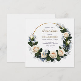 White Roses & Blue Baby's Atem Brautparty Einladung