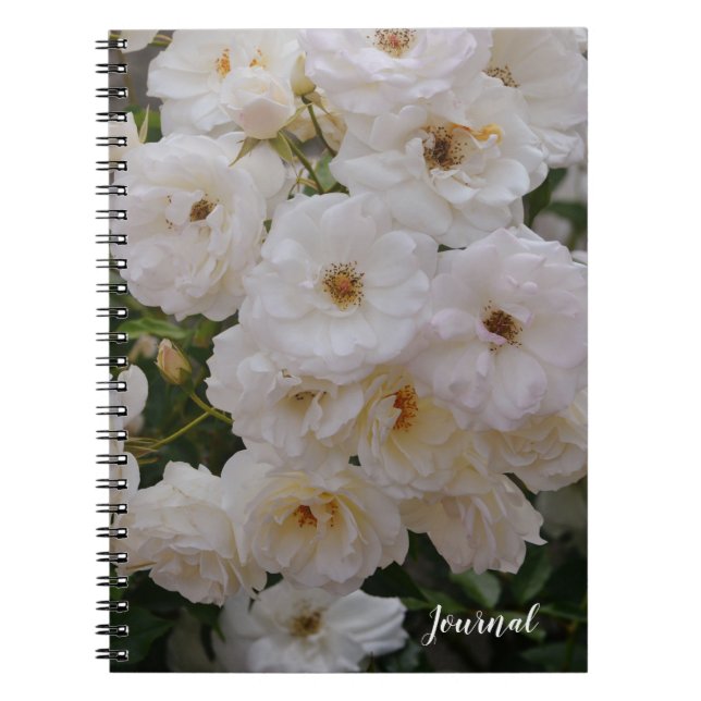 White Roses Blume Floral Journal-Notebook Notizblock (Vorderseite)