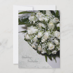 White Roses Bouquet Hochzeitsempfang Einladung