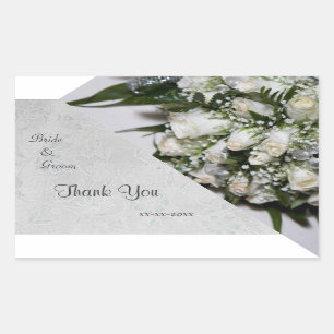 White Roses Bouquet Wedding Danke Sticker