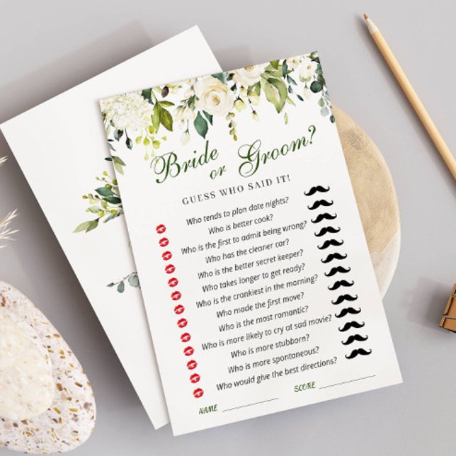 White Roses Brautparty Game Card Einladung (Von Creator hochgeladen)