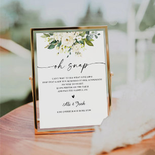 White Roses Brautparty Oh Snap Signatur Sockelschild
