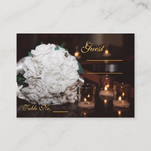 White Roses & Candlelight Wedding Table Platzkarte