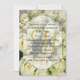 White Roses Champagne Blush Wedding Suite Einladung