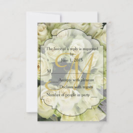 White Roses Champagne Blush Wedding Suite RSVP Karte
