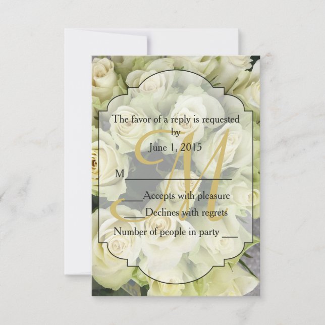 White Roses Champagne Blush Wedding Suite RSVP Karte (Vorderseite)