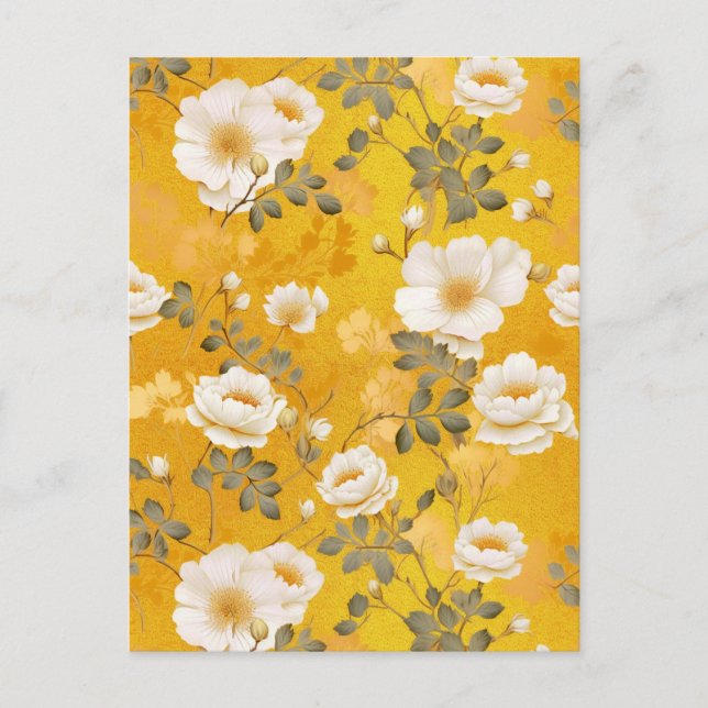 White Roses Chiyogami Postkarte (Vorderseite)