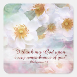 White Roses Dank und Wertschätzung Quadratischer Aufkleber