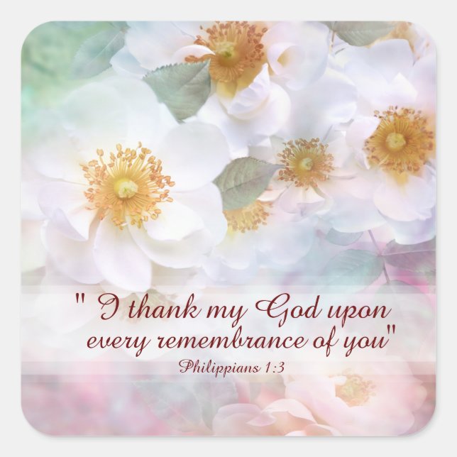 White Roses Dank und Wertschätzung Quadratischer Aufkleber (Vorderseite)