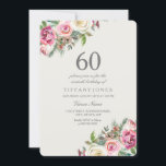 White Roses Elegant 60. Geburtstagsparty Einladung<br><div class="desc">Weiße Rosen Frauen 60. Geburtstagsparty Einladend schöne elegante florale Aquarell Design Vollständig anpassbar / personalisiert</div>