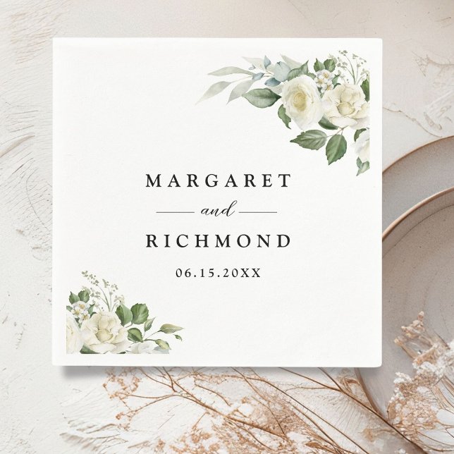 White Roses Elegante Hochzeit mit Flora Serviette (Von Creator hochgeladen)