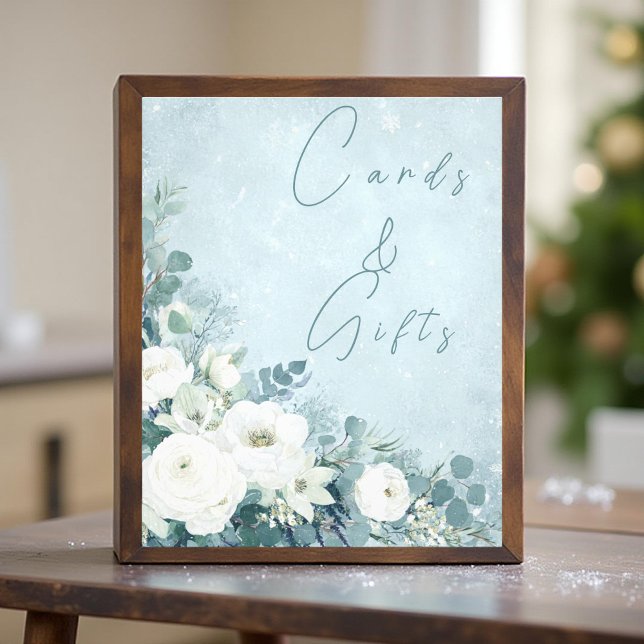 White Roses Eucalyptus Wedding Card Gift Sign Fotodruck (Von Creator hochgeladen)