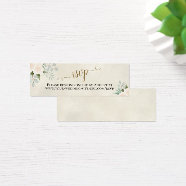 White Roses & Eucalyptus Wedding RSVP Online Card (Schreibtisch)