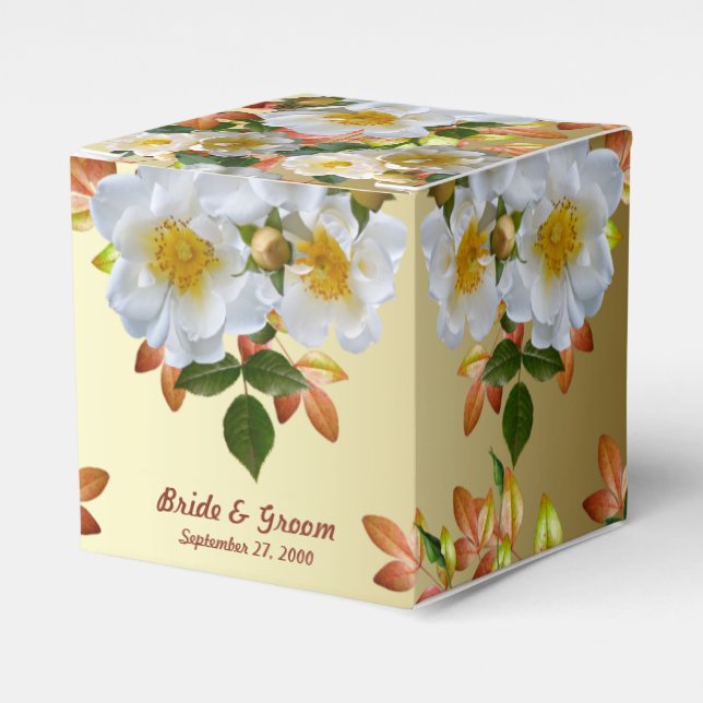White Roses Floral Gold Fevor Box Geschenkschachtel (Vorderseite)