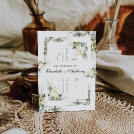 White Roses Floral Wedding Einladung Bauchband Einladungsbanderole