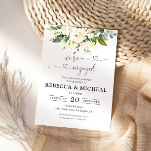 White Roses Floral Wir sind verlobt Einladung