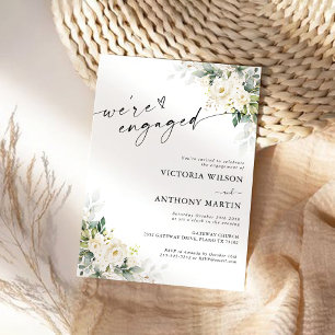 White Roses Floral Wir sind verlobt Einladung
