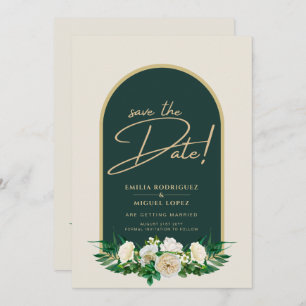 White Roses Forest Green Winter Wedding Rett Dates Einladung