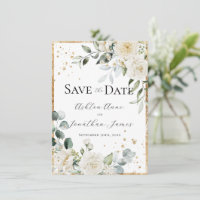 White Roses Gold Elegante Moderne Hochzeit