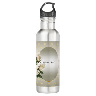 White Roses Gold Herz Wasserflasche Edelstahlflasche
