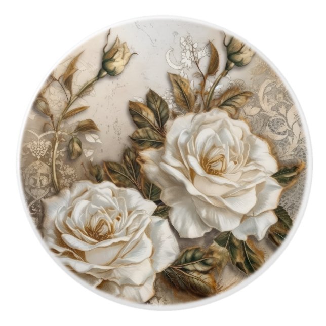 White Roses Keramikknauf (Vorderseite)