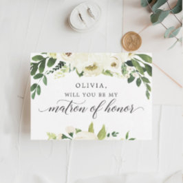 White Roses Matron of Honor Vorschlag Card Postkarte