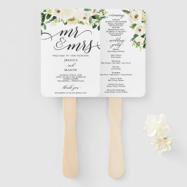 White Roses Mr. und Mrs. Wedding Program Fan Fächer