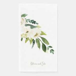White Roses Personalisierte Skriptnamen Hochzeit Serviette
