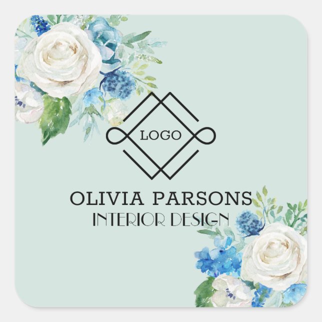 White Roses Quadratischer Aufkleber (Vorderseite)