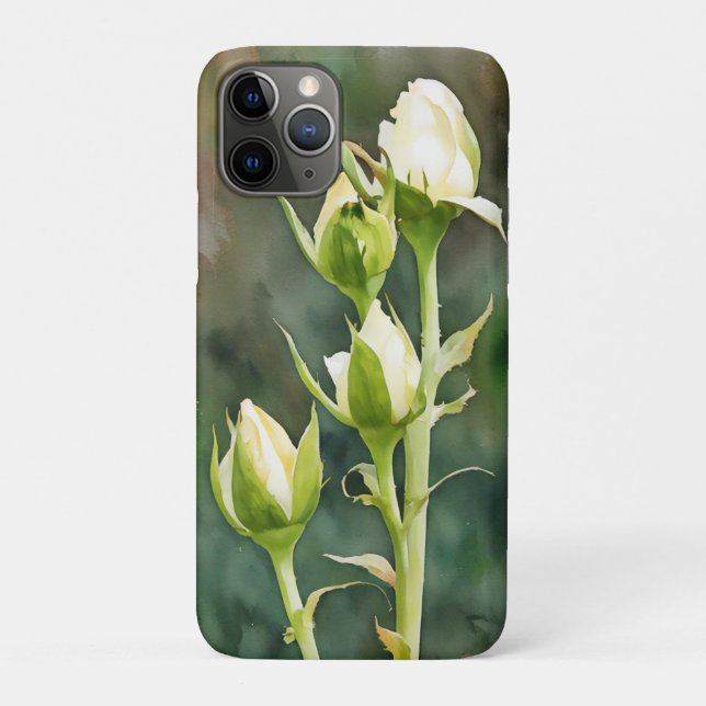 White Roses Rose Buds Art Phone Case (Rückseite)