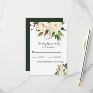 White Roses RSVP Karte