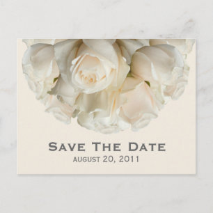 White Roses Save the Date Postcard Ankündigungspostkarte