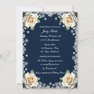 White Roses Snowflake Weihnachts-Brautparty Einladung
