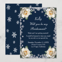 White Roses Snowflake Weihnachts Bridesmaid