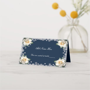 White Roses Snowflake Weihnachtstisch Hochzeit Platzkarte