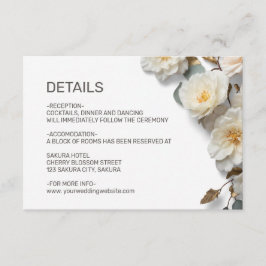 White Roses Textured Flowerds Details Begleitkarte