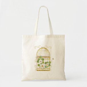 White Roses und A Gold Birdcage Gardeners Tasche B